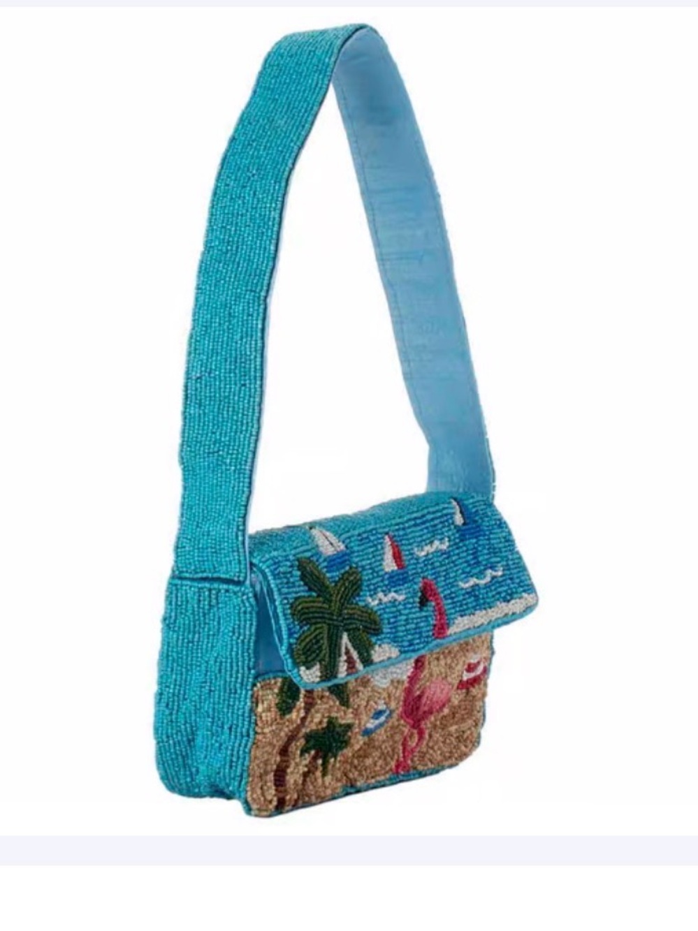 NWT Sol and Mer Beaded Flamingo Shoulder Bag - Picture 5 of 6